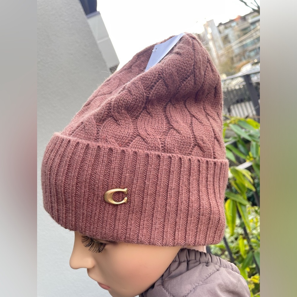 Coach Dark Camel Knit Beanie - Picture 12 of 15